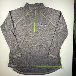 Majestic NFL Seattle Seahawks Cool Base 1/4 Zip Pullover Gray Green Trim Size 1X